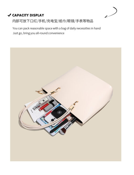 Elegant PU Leather Large Capacity Tote Bag for Women - Image 12