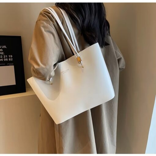 Elegant PU Leather Large Capacity Tote Bag for Women - Image 2