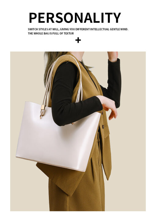 Elegant PU Leather Large Capacity Tote Bag for Women - Image 16