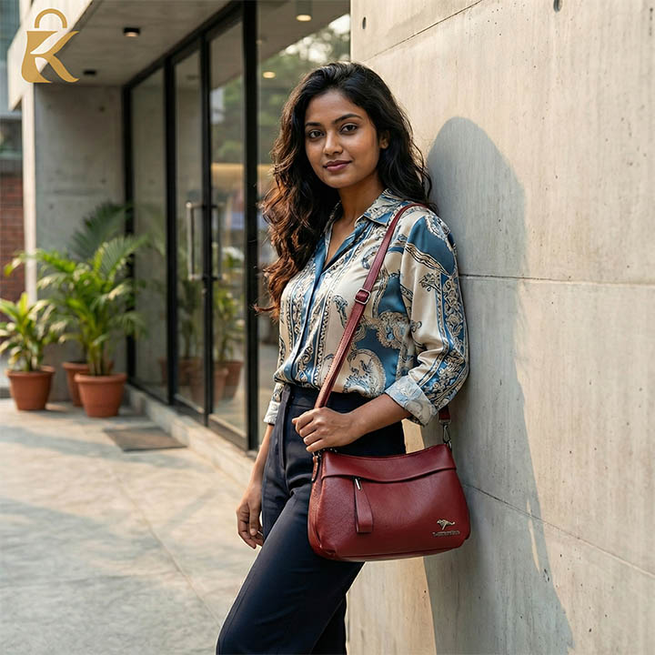 Kohthai Soft PU Leather Shoulder Bag for Women Red copy