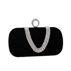 Velvet Rhinestone Evening Clutch Bag for Women